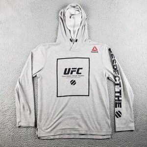 UFC Reebok Fleece Hoodie Sweatshirt Mens Medium Gray Speedwick